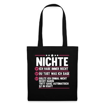 Nichte - Stoffbeutel - Schwarz - Vorne