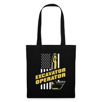 Excavator Seilbagger Raupenbagger Baggerführer - Stoffbeutel - Schwarz - Vorne