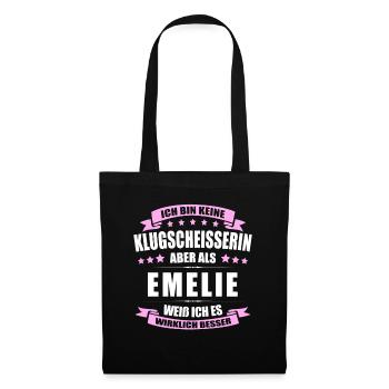 Name Emelie Vorname Klugscheisserin Namenstag - Stoffbeutel - Schwarz - Vorne