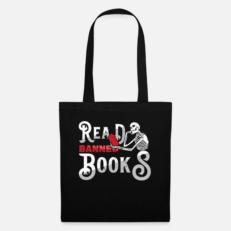Ich lese Banned Book Lover Skeleton Reader Read - Stoffbeutel - Schwarz
