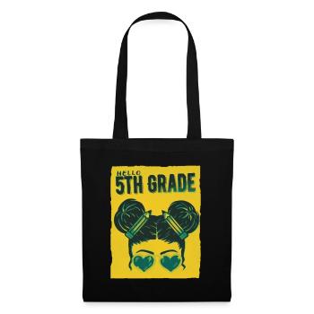 Bonjour 5th Grade Messy Bun Girls Cute Heart Back - Sac en tissu - noir - Devant