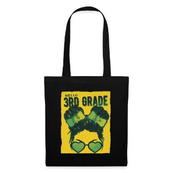 Hello 3rd Grade Messy Bun Girls Cute Heart Back - Tote Bag - black - Front