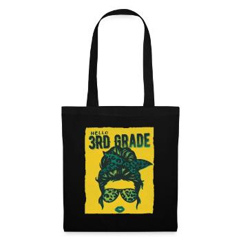 Hello 3rd Grade Messy Bun Girls Cute Heart Back - Tote Bag - black - Front