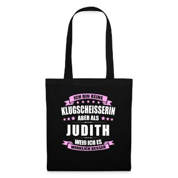 Name Judith Vorname Klugscheisserin Namenstag - Stoffbeutel - Schwarz - Vorne