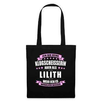Name Lilith Vorname Klugscheisserin Namenstag - Stoffbeutel - Schwarz - Vorne