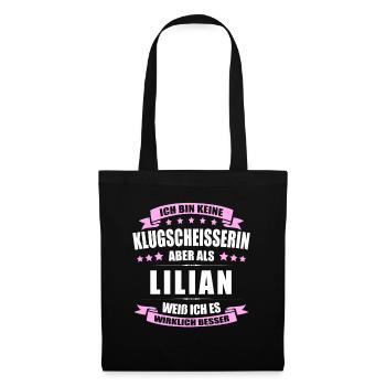 Name Lilian Vorname Klugscheisserin Namenstag - Stoffbeutel - Schwarz - Vorne