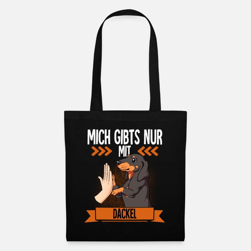 Mich Gibts Nur Mit Dackel - Stoffbeutel - Schwarz