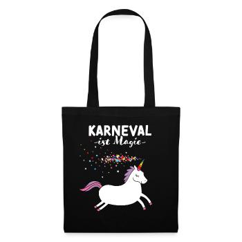 Karneval Fasching Konfetti Einhorn Rosenmontag - Stoffbeutel - Schwarz - Vorne