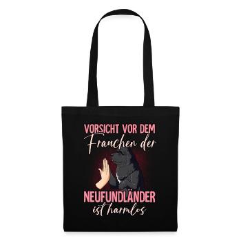 Vorsicht vor dem Frauchen Neufundländer - Stoffbeutel - Schwarz - Vorne