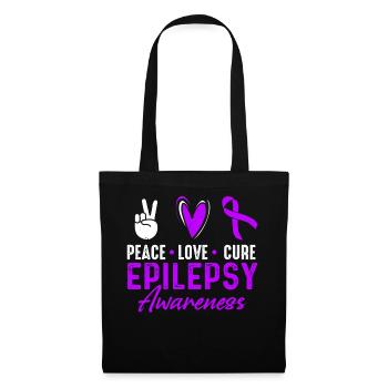 Peace Love Cure Epilepsy Awareness Month Purple - Tote Bag - black - Front