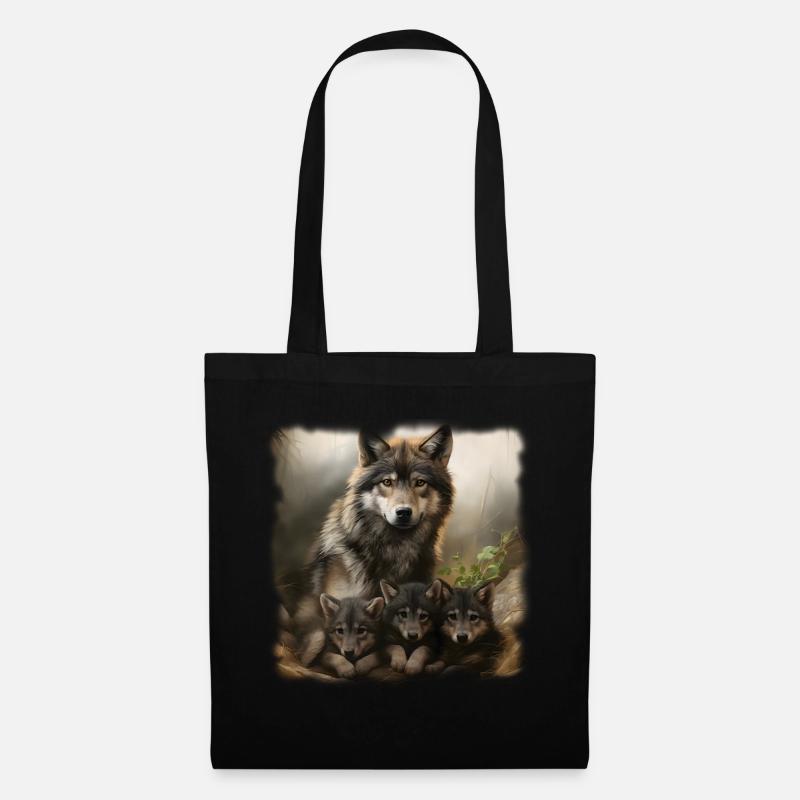 Wolfmother with three Cubs - Stoffbeutel - Schwarz
