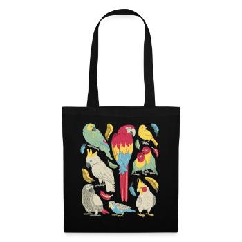 Perroquets - Sac en tissu - noir - Devant
