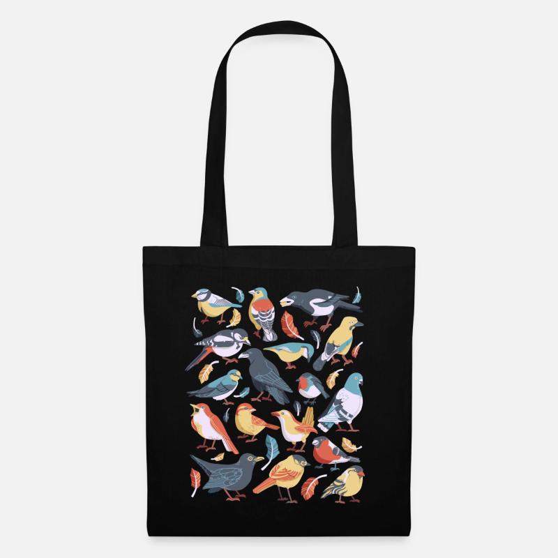 Oiseaux - Sac en tissu - noir