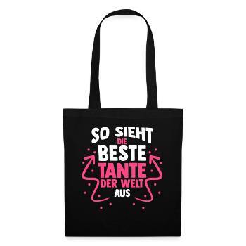 Patentante Beste Tante - Stoffbeutel - Schwarz - Vorne