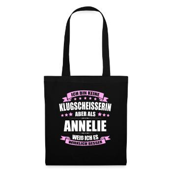 Name Annelie Vorname Klugscheisserin Namenstag - Stoffbeutel - Schwarz - Vorne