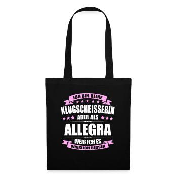 Name Allegra Vorname Klugscheisserin Namenstag - Stoffbeutel - Schwarz - Vorne
