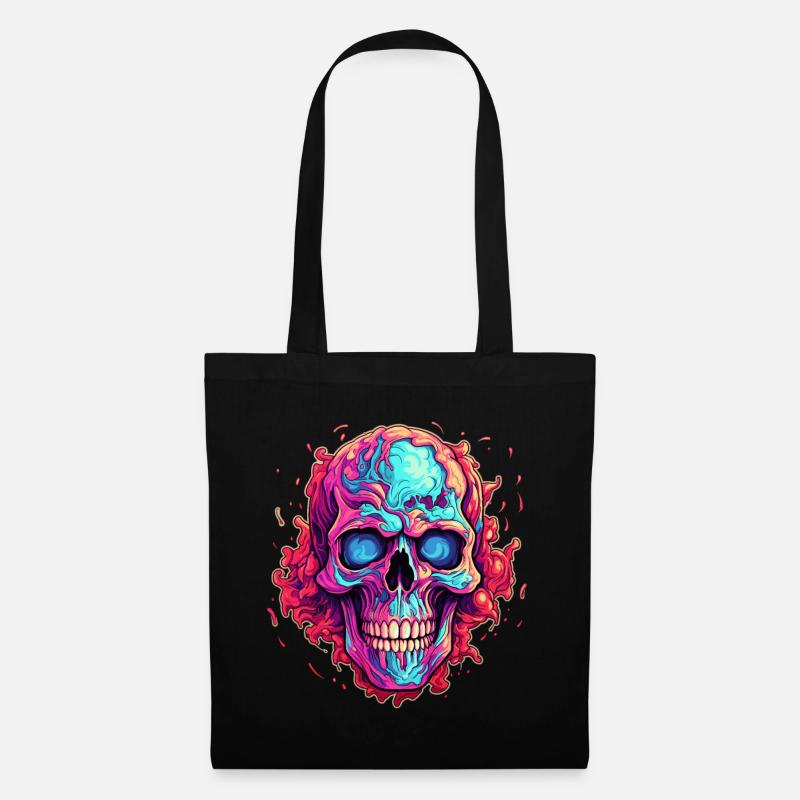 Crazy Skull - Bunter Totenkopf - Stoffbeutel - Schwarz