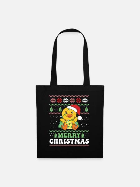 Merry Christmas retro ugly christmas Ente - Stoffbeutel - Schwarz