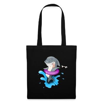 Funny shark around holiday shark with tourists - Tote Bag - black - Front