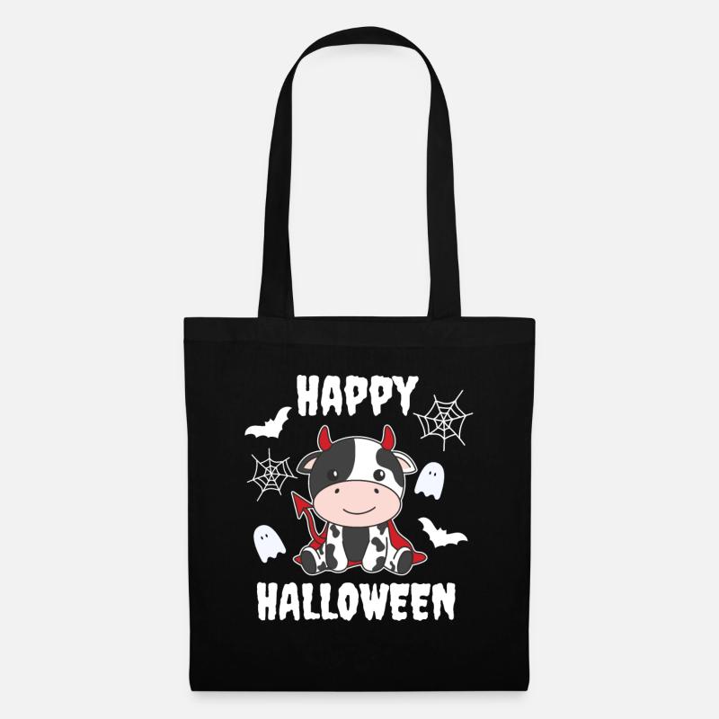 Kuh Happy Halloween Teufel Kostüm - Stoffbeutel - Schwarz