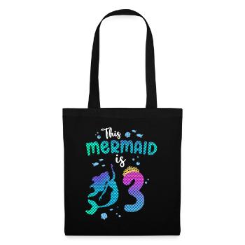 Cette sirène est 3 ans Sirène fille 3ème - Sac en tissu - noir - Devant
