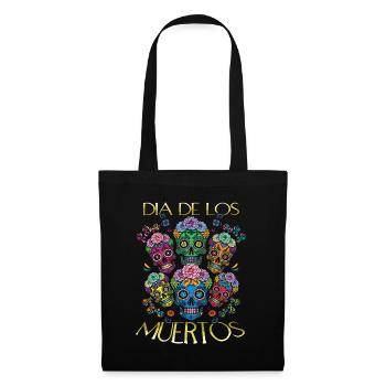 Skull Mexican Floral Muertos Day Of Dead Halloween - Tote Bag - black - Front