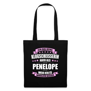 Name Penelope Vorname Klugscheisserin Namenstag - Stoffbeutel - Schwarz - Vorne