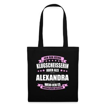 Name Alexandra Vorname Klugscheisserin Namenstag - Stoffbeutel - Schwarz - Vorne