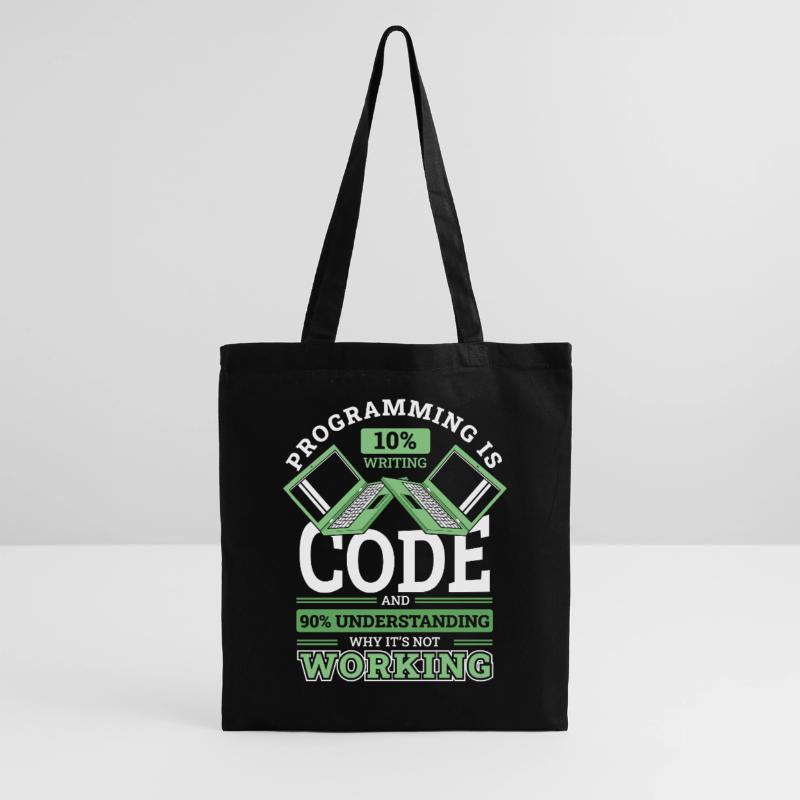 Programming 10% Writing 90% Not Working Coder Stoffbeutel