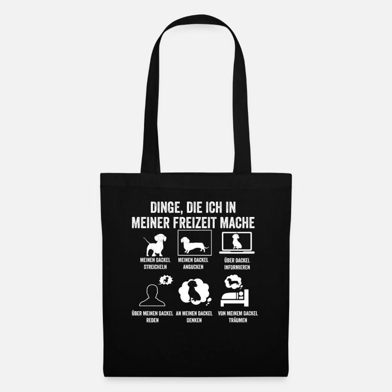 Hund Dackel - Stoffbeutel - Schwarz