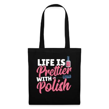 Life Is Prettier With Polish Nail Tech Nail - Tote Bag - black - Front