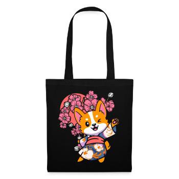 Shiba Inu Japan Hund - Stoffbeutel - Schwarz - Vorne