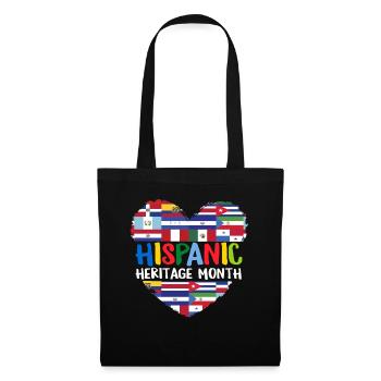 Mois du patrimoine hispanique Tous les pays Drapeaux Cœur - Sac en tissu - noir - Devant