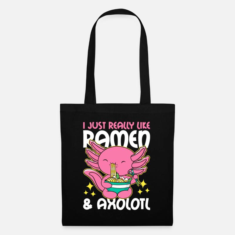 Ich liebe wirklich nur Ramen & Axolotl - Stoffbeutel - Schwarz