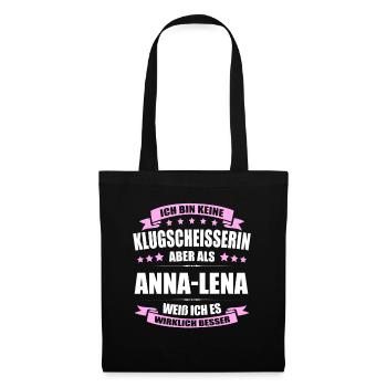 Name Anna-Lena Vorname Klugscheisserin Namenstag - Stoffbeutel - Schwarz - Vorne