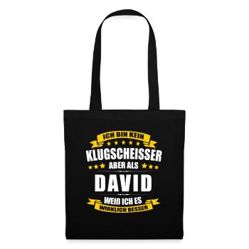 Name David Vorname Klugscheisser Namenstag - Stoffbeutel - Schwarz - Vorne