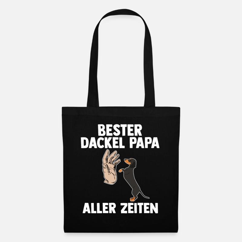 Hund Vater Papa Dackel - Stoffbeutel - Schwarz