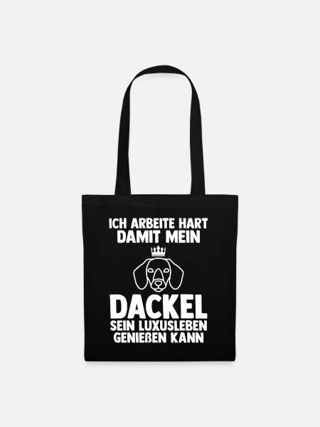 Hund Dackel - Stoffbeutel - Schwarz