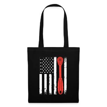 Auto Mechanic Ratchet Wrench Car Mechanic US Flag - Tote Bag - black - Front