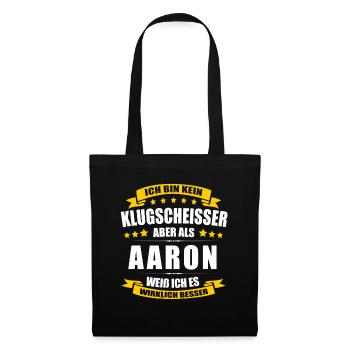 Name Aaron Vorname Klugscheisser Namenstag - Stoffbeutel - Schwarz - Vorne