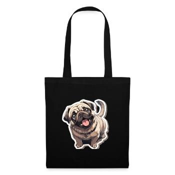 Mops Mops Hund Mops Sonnenbrille Mops Geschenk - Stoffbeutel - Schwarz - Vorne