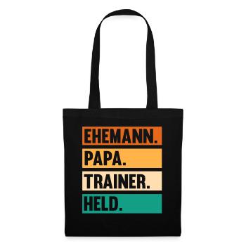 Papa Vater Trainer - Stoffbeutel - Schwarz - Vorne