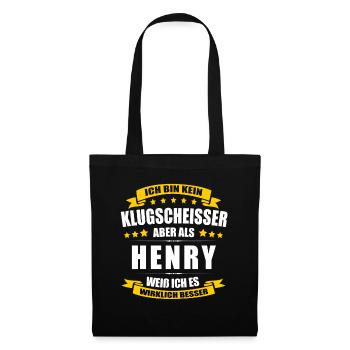 Name Henry Vorname Klugscheisser Namenstag - Stoffbeutel - Schwarz - Vorne