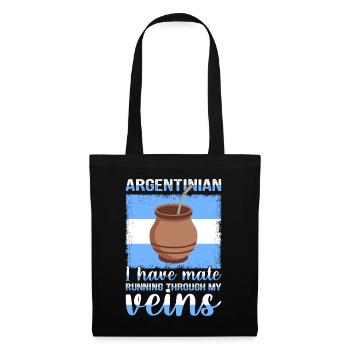 Drapeau de l’Argentine Thé yerba maté argentin - Sac en tissu - noir - Devant