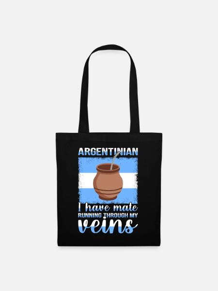 Argentinien-Flagge Argentinischer Yerba Mate Tee - Stoffbeutel - Schwarz
