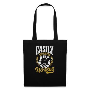 Horse Lover Easily Distracted By Horses - Tote Bag - black - Front