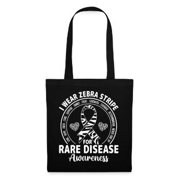 Ich trage Zebra Rare Disease Awareness Zebra Ribbon - Stoffbeutel - Schwarz - Vorne