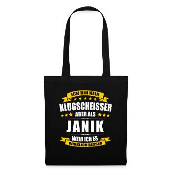 Name Janik Vorname Klugscheisser Namenstag - Stoffbeutel - Schwarz - Vorne