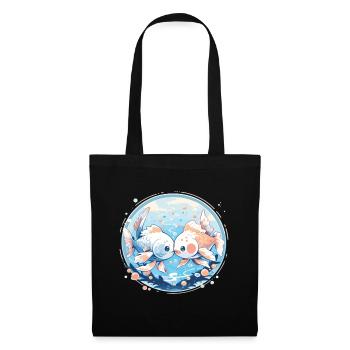 Poisson rouge - Sac en tissu - noir - Devant
