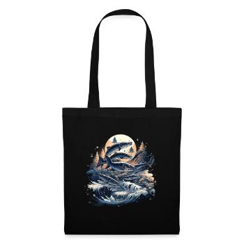 Poisson Poisson Brochet Carpe Pêcheur Poisson Pêche - Sac en tissu - noir - Devant